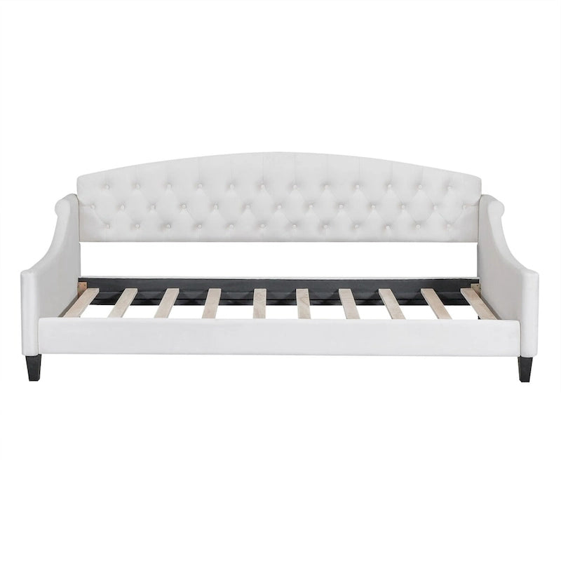 Letto a giorno matrimoniale moderno di lusso capitonné con bottoni, design multifunzionale, non richiede rete a molle