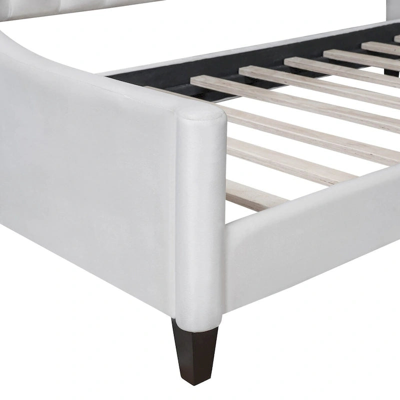Letto a giorno matrimoniale moderno di lusso capitonné con bottoni, design multifunzionale, non richiede rete a molle