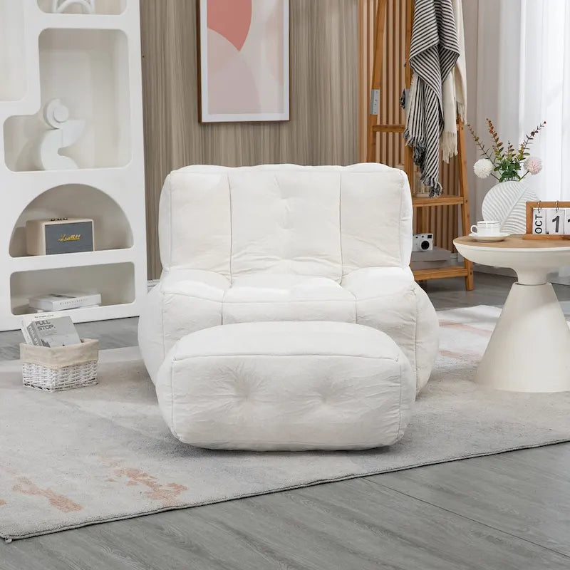 Comfortable Bean Bag for Adults and Children, Super Soft Lazy Sofa Chair with Foam and Ottoman