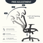 Sedia da Ufficio Ergonomica in Rete | Poggiatesta e Supporto Lombare Regolabili | Girevole a 360° | 100 kg