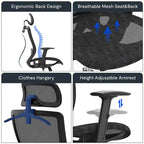 Sedia da Ufficio Ergonomica in Rete | Poggiatesta e Supporto Lombare Regolabili | Girevole a 360° | 100 kg