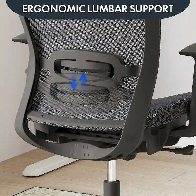 Sedia da Ufficio Ergonomica in Rete | Poggiatesta e Supporto Lombare Regolabili | Girevole a 360° | 100 kg