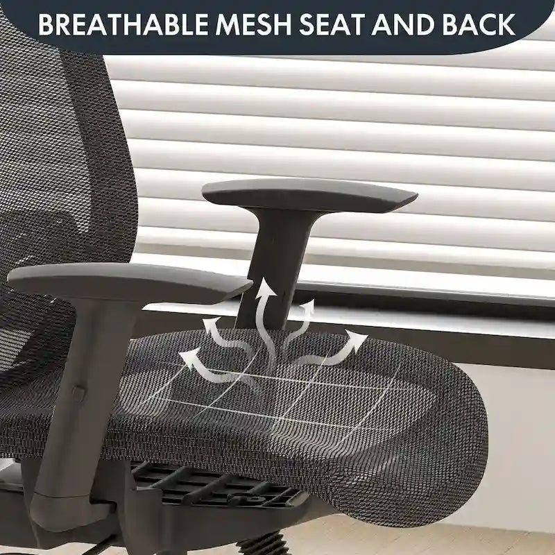 Sedia da Ufficio Ergonomica in Rete | Poggiatesta e Supporto Lombare Regolabili | Girevole a 360° | 100 kg