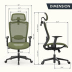 Sedia da Ufficio Ergonomica in Rete | Poggiatesta e Supporto Lombare Regolabili | Girevole a 360° | 100 kg