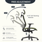 Sedia da Ufficio Ergonomica in Rete | Poggiatesta e Supporto Lombare Regolabili | Girevole a 360° | 100 kg
