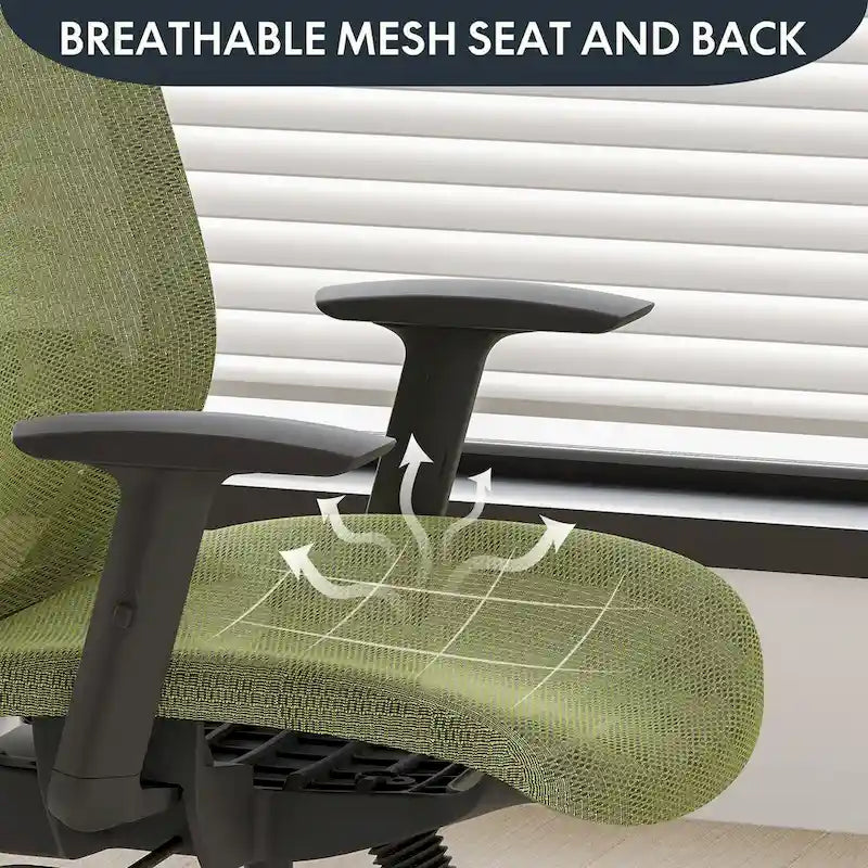 Sedia da Ufficio Ergonomica in Rete | Poggiatesta e Supporto Lombare Regolabili | Girevole a 360° | 100 kg