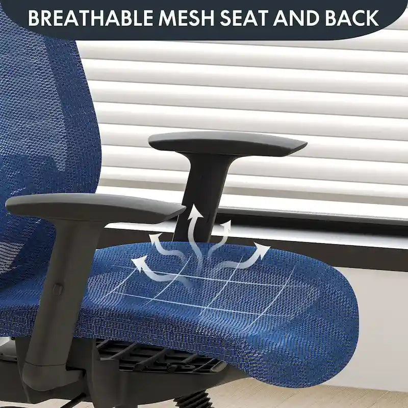 Sedia da Ufficio Ergonomica in Rete | Poggiatesta e Supporto Lombare Regolabili | Girevole a 360° | 100 kg