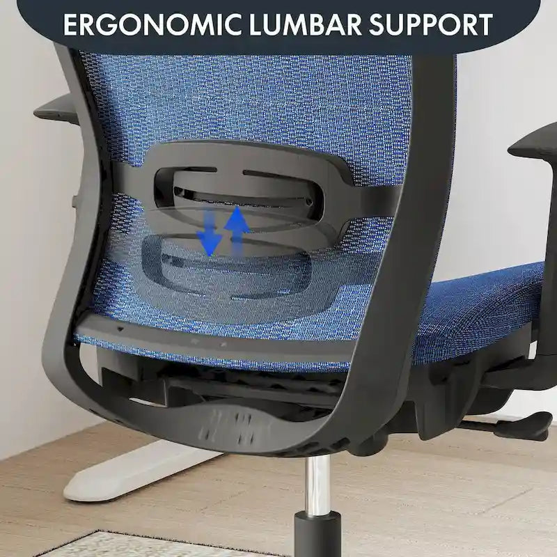 Sedia da Ufficio Ergonomica in Rete | Poggiatesta e Supporto Lombare Regolabili | Girevole a 360° | 100 kg