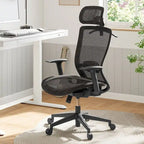 Sedia da Ufficio Ergonomica in Rete | Poggiatesta e Supporto Lombare Regolabili | Girevole a 360° | 100 kg