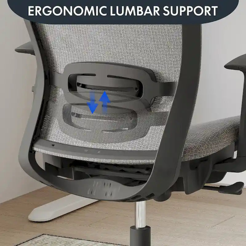 Sedia da Ufficio Ergonomica in Rete | Poggiatesta e Supporto Lombare Regolabili | Girevole a 360° | 100 kg