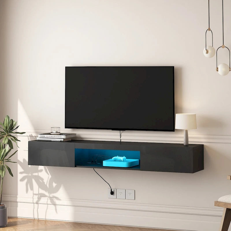Mobile TV Galleggiante a Parete con 20 Luci LED Colorate per TV da 55 60 65 Pollici