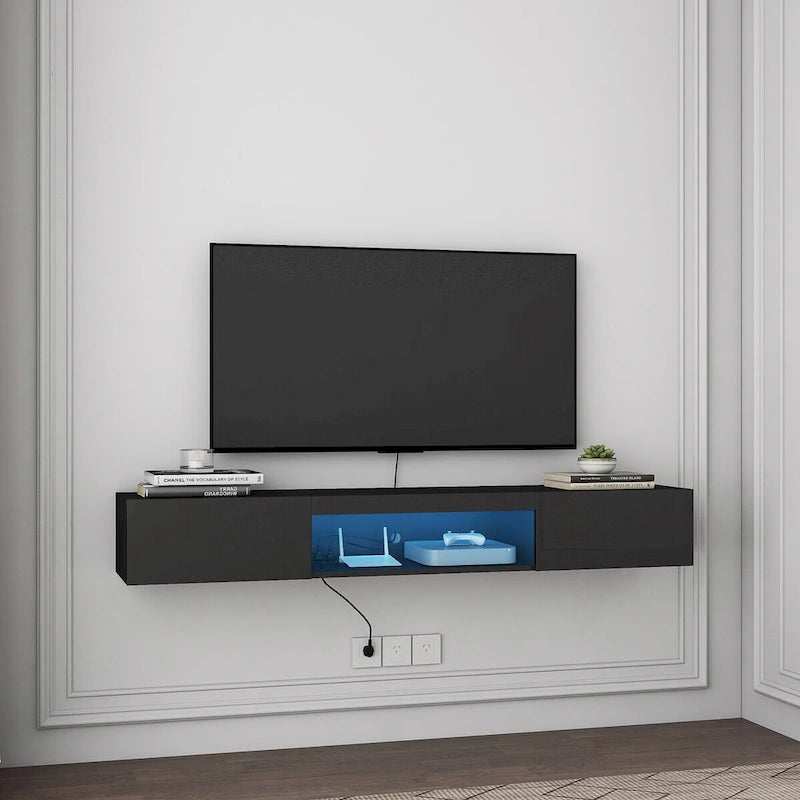 Mobile TV Galleggiante a Parete con 20 Luci LED Colorate per TV da 55 60 65 Pollici