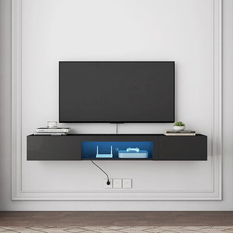 Mobile TV Galleggiante a Parete con 20 Luci LED Colorate per TV da 55 60 65 Pollici