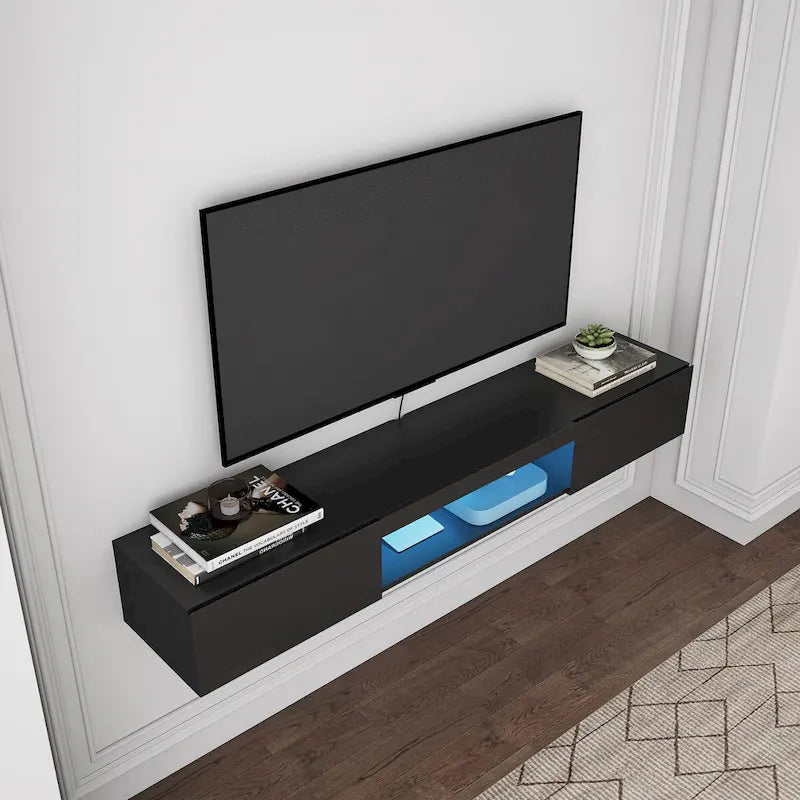 Mobile TV Galleggiante a Parete con 20 Luci LED Colorate per TV da 55 60 65 Pollici