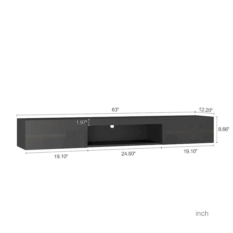 Mobile TV Galleggiante a Parete con 20 Luci LED Colorate per TV da 55 60 65 Pollici