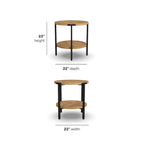 Tavolino rotondo | Stile rustico industriale | Legno e metallo | Tavolino d'appoggio per soggiorno
