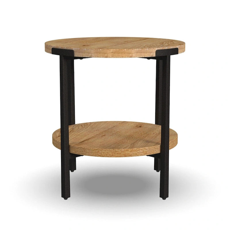 Tavolino rotondo | Stile rustico industriale | Legno e metallo | Tavolino d'appoggio per soggiorno