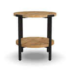 Tavolino rotondo | Stile rustico industriale | Legno e metallo | Tavolino d'appoggio per soggiorno