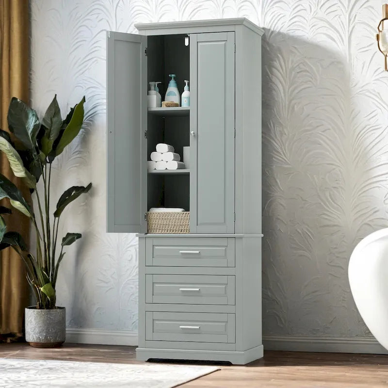 Mobile Contenitore Alto con Tre Cassetti per Bagno/Ufficio