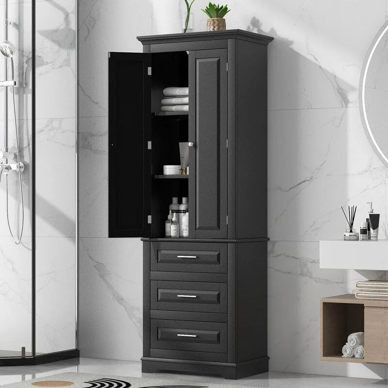 Mobile Contenitore Alto con Tre Cassetti per Bagno/Ufficio