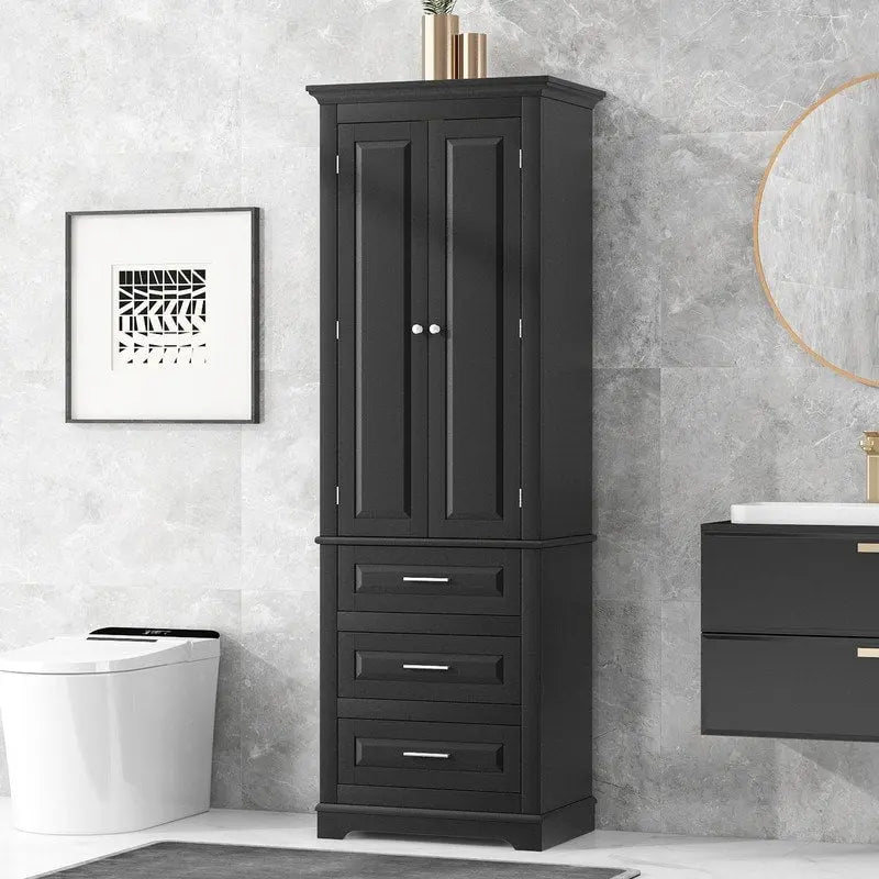 Mobile Contenitore Alto con Tre Cassetti per Bagno/Ufficio