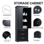 Mobile Contenitore Alto con Tre Cassetti per Bagno/Ufficio