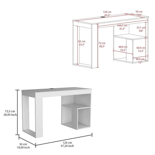 Scrivania da Computer da 119 cm con Ripiani Portaoggetti | Postazione di Lavoro Moderna per Ufficio Domestico | Design Salvaspazio