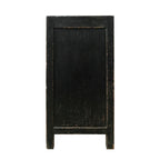 Mobiletto accentato a 2 cassetti | Finitura nera anticata | Stile rustico | 99 cm L x 46 cm P x 89 cm H