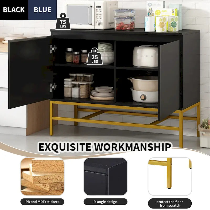 Credenza a 2 ante minimalista e di lusso con gambe in metallo
