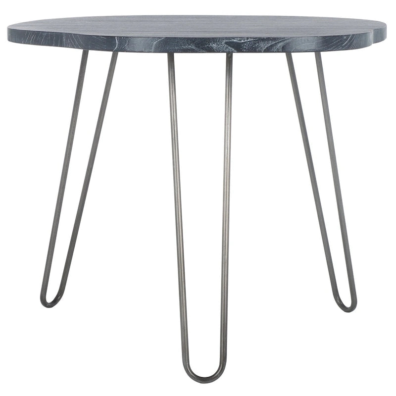 Tavolo da pranzo con piano in legno | Finitura lavata grigio e bianco | 100 cm L x 90 cm P x 76 cm H