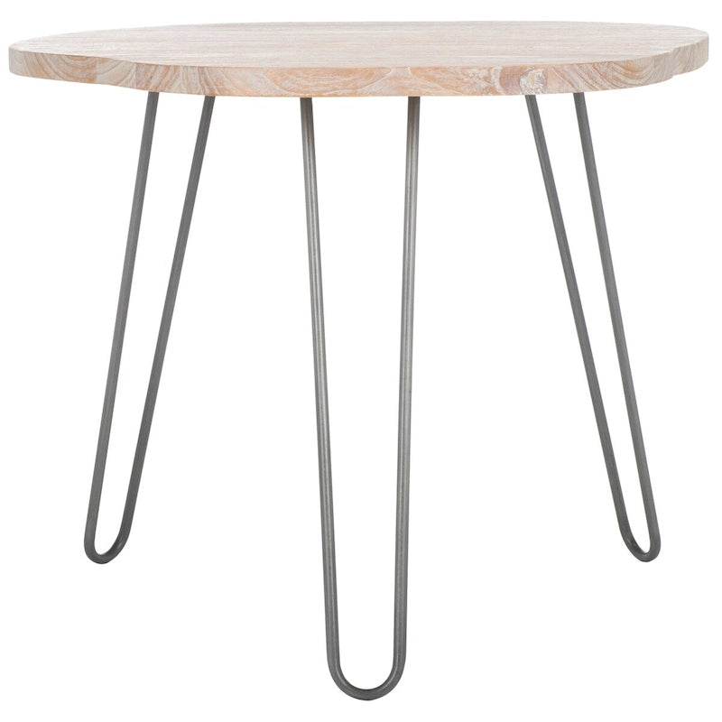 Tavolo da pranzo con piano in legno | Finitura lavata grigio e bianco | 100 cm L x 90 cm P x 76 cm H