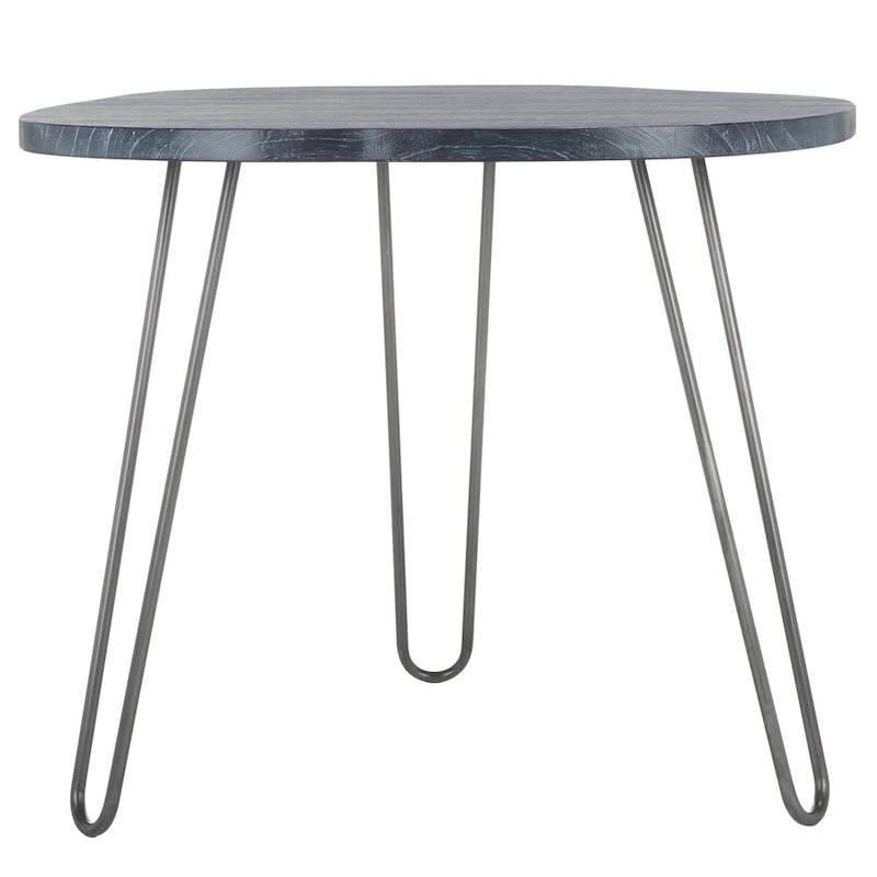 Tavolo da pranzo con piano in legno | Finitura lavata grigio e bianco | 100 cm L x 90 cm P x 76 cm H