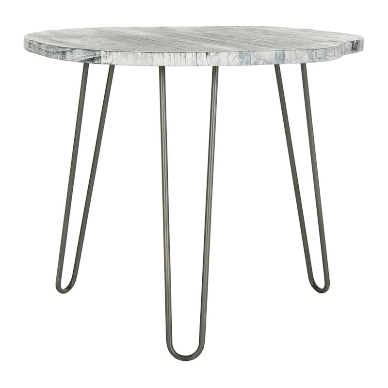 Tavolo da pranzo con piano in legno | Finitura lavata grigio e bianco | 100 cm L x 90 cm P x 76 cm H