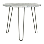 Tavolo da pranzo con piano in legno | Finitura lavata grigio e bianco | 100 cm L x 90 cm P x 76 cm H