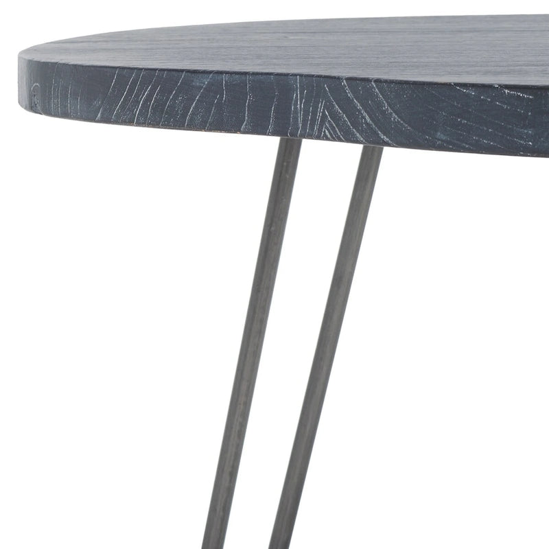 Tavolo da pranzo con piano in legno | Finitura lavata grigio e bianco | 100 cm L x 90 cm P x 76 cm H