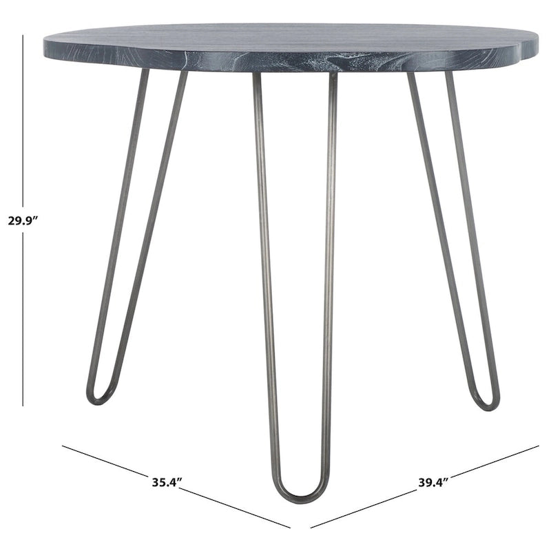 Tavolo da pranzo con piano in legno | Finitura lavata grigio e bianco | 100 cm L x 90 cm P x 76 cm H