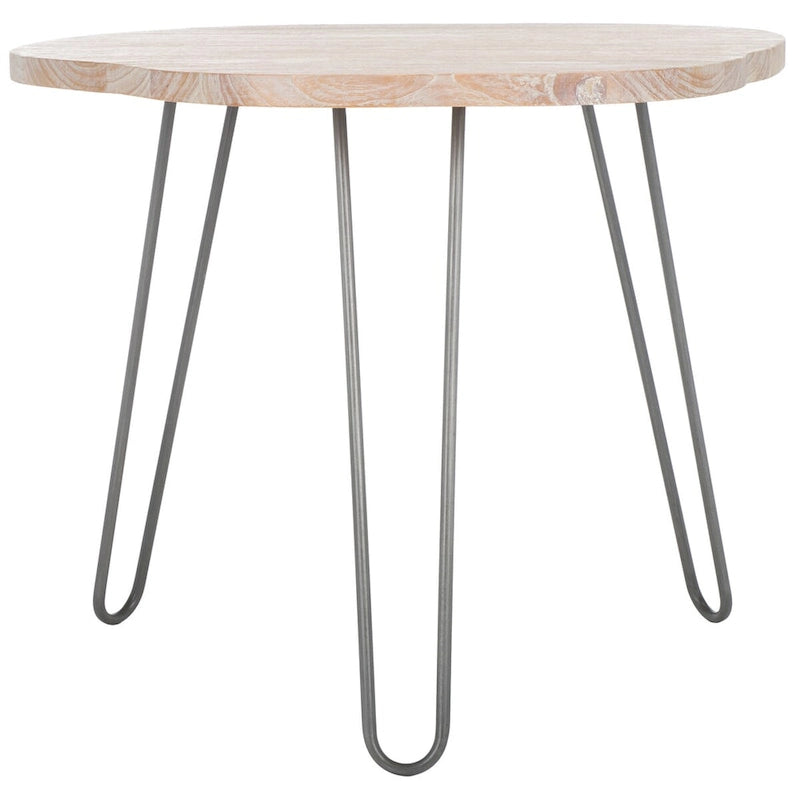 Tavolo da pranzo con piano in legno | Finitura lavata grigio e bianco | 100 cm L x 90 cm P x 76 cm H