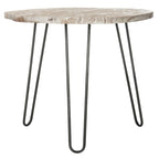 Tavolo da pranzo con piano in legno | Finitura lavata grigio e bianco | 100 cm L x 90 cm P x 76 cm H