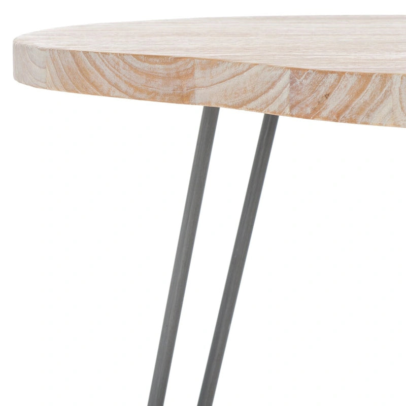 Tavolo da pranzo con piano in legno | Finitura lavata grigio e bianco | 100 cm L x 90 cm P x 76 cm H