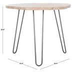 Tavolo da pranzo con piano in legno | Finitura lavata grigio e bianco | 100 cm L x 90 cm P x 76 cm H